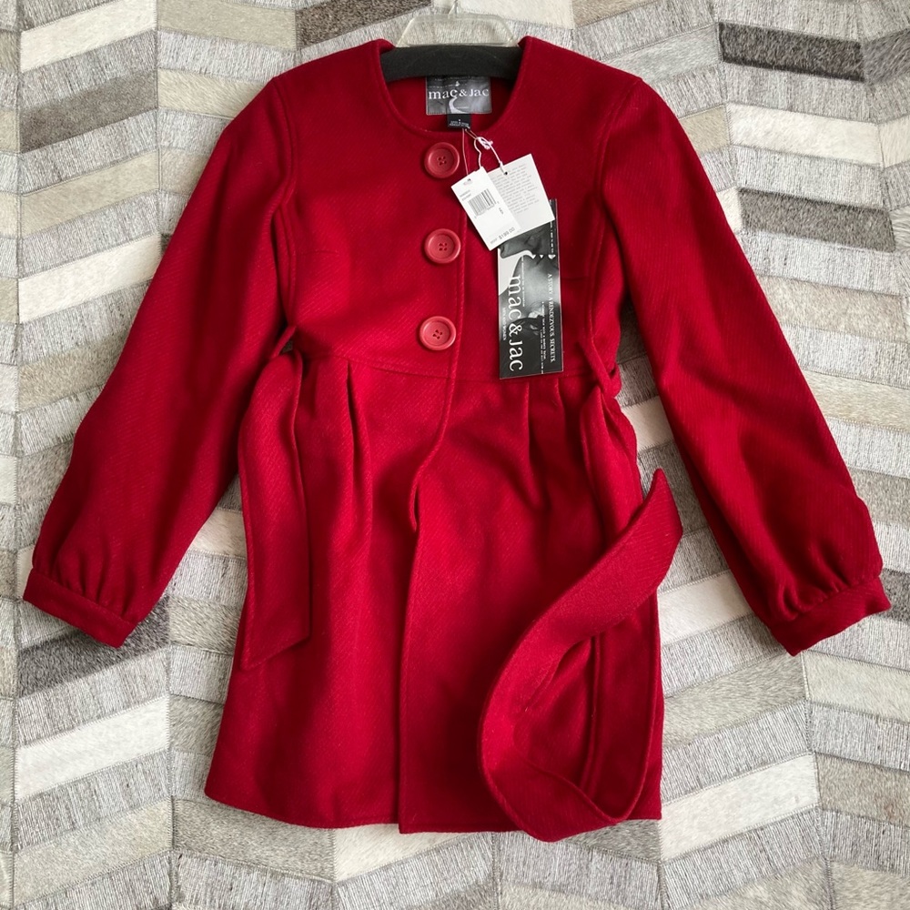Mac & Jac Deep Red Coat with Tie